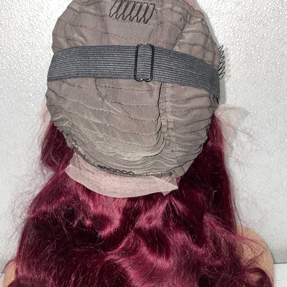 30in Burgundy 13x6 Lace Front Human Hair Body Wave Wig - Picture 10 of 11